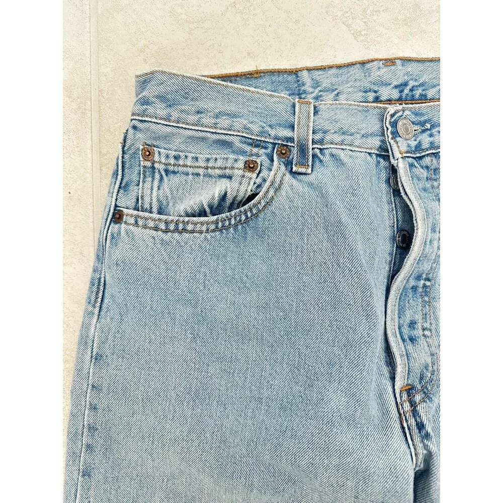 Levi's 501 Straight Leg Jeans Light Blue Cotton Button Fly Regular Fit Men